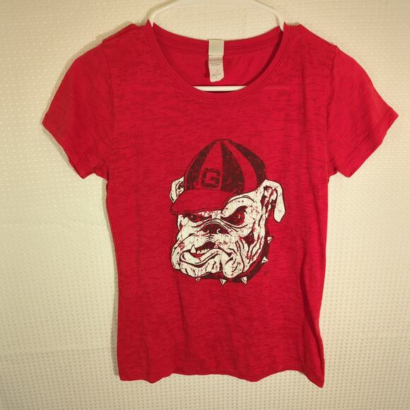 Vintage UGA Georgia Bulldogs T Shirt L Step Ahead USA 50/50 Red Graphic Tee - Picture 1 of 4